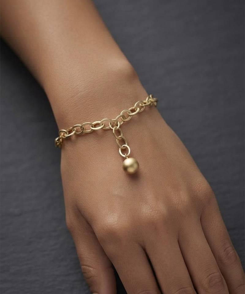 Gold ball drop chain bracelet