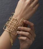 Gold fringe wire cage cuff bangle