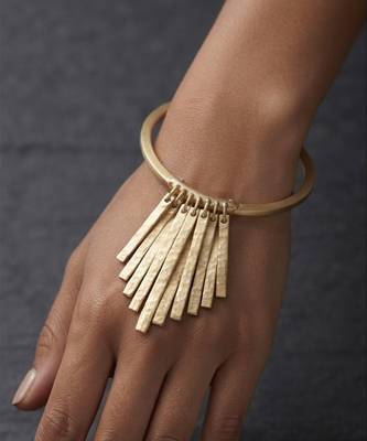 Gold fringe fan hinged bangle 1