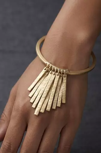 Gold fringe fan hinged bangle