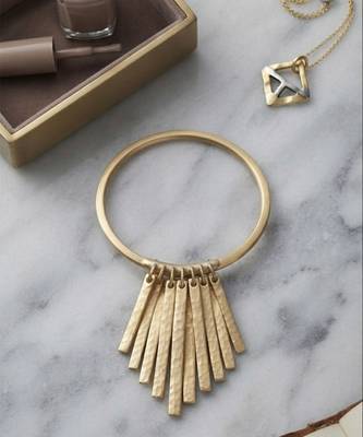 Gold fringe fan hinged bangle 2