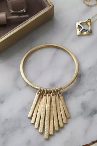 Gold fringe fan hinged bangle