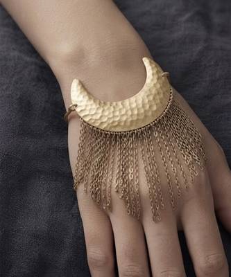 Gold chain fringe cuff bracelet 1