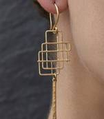 Gold wire cage drop dangler earrings