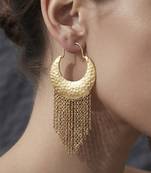 Gold hammered hoop fringe earrings