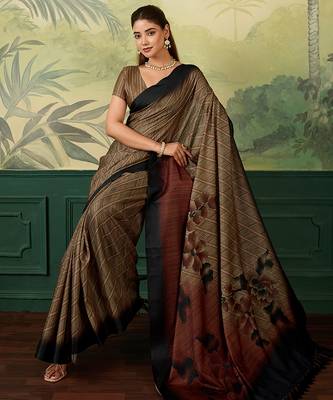 maroon digital print tissue saree with blouse 1