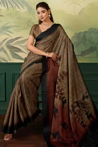 maroon digital print tissue saree with blouse