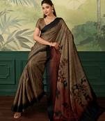 maroon digital print tissue saree with blouse