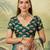 teal blue digital print tissue saree with blouse