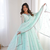 Sky blue thread embroidered georgette anarkali set
