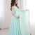 Sky blue thread embroidered georgette anarkali set