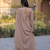 Beige mirror lace work crunchy silk gown with dupatta
