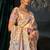 cream madhuri silk blend zari, thread, sequins, cut-dana with moti heavy hand work saree with blouse