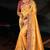 mustard madhuri silk blend zari, thread, cut-dana with moti heavy hand work saree with blouse