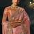 peach madhuri silk blend zari, thread, cut-dana with jardoshi heavy hand work saree with blouse
