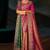 rani pink kanchipuram silk blend zari, thread, moti with cut-dana moti heavy hand work saree with blouse