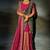 rani pink kanchipuram silk blend zari, thread, moti with cut-dana moti heavy hand work saree with blouse