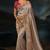 silver tanchoi silk blend zari, thread, moti with cut-dana moti heavy hand work saree with blouse
