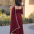 Maroon mirror lace work crunchy silk gown with dupatta