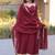 Maroon mirror lace work crunchy silk gown with dupatta