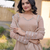 Beige mirror lace work crunchy silk gown with dupatta