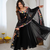 Black embroidery work georgette anarkali set