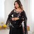 Black embroidery work georgette anarkali set