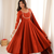 Rust orange thread & zari work chanderi anarkali set