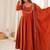 Rust orange thread & zari work chanderi anarkali set