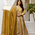 Antique gold heavy embroidery work banarasi silk gown with dupatta
