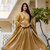 Antique gold heavy embroidery work banarasi silk gown with dupatta