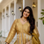 Antique gold heavy embroidery work banarasi silk gown with dupatta