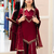 Maroon real mirror work roman silk kurta palazzo set