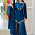 Royal blue real mirror work roman silk kurta palazzo set