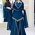 Royal blue real mirror work roman silk kurta palazzo set