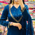 Royal blue real mirror work roman silk kurta palazzo set