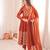 Orange sequins embroidered crunchy silk anarkali with pant & dupatta