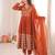 Orange sequins embroidered crunchy silk anarkali with pant & dupatta