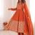 Orange sequins embroidered crunchy silk anarkali with pant & dupatta