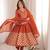 Orange sequins embroidered crunchy silk anarkali with pant & dupatta