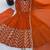 Orange sequins embroidered crunchy silk anarkali with pant & dupatta