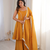 Yellow zarkhand wprk crunchy silk kurta palazzo set