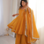 Yellow zarkhand wprk crunchy silk kurta palazzo set