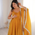 Yellow zarkhand wprk crunchy silk kurta palazzo set