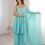 Blue zarkhand wprk crunchy silk kurta palazzo set
