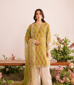 Green digital print & embroidered kurta with dupatta & farshi salwar