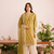 Green digital print & embroidered kurta with dupatta & farshi salwar