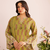 Green digital print & embroidered kurta with dupatta & farshi salwar