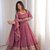 Lavender sequins embroidery work gown with pant & dupatta