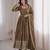 Brown sequins embroidery work gown with pant & dupatta